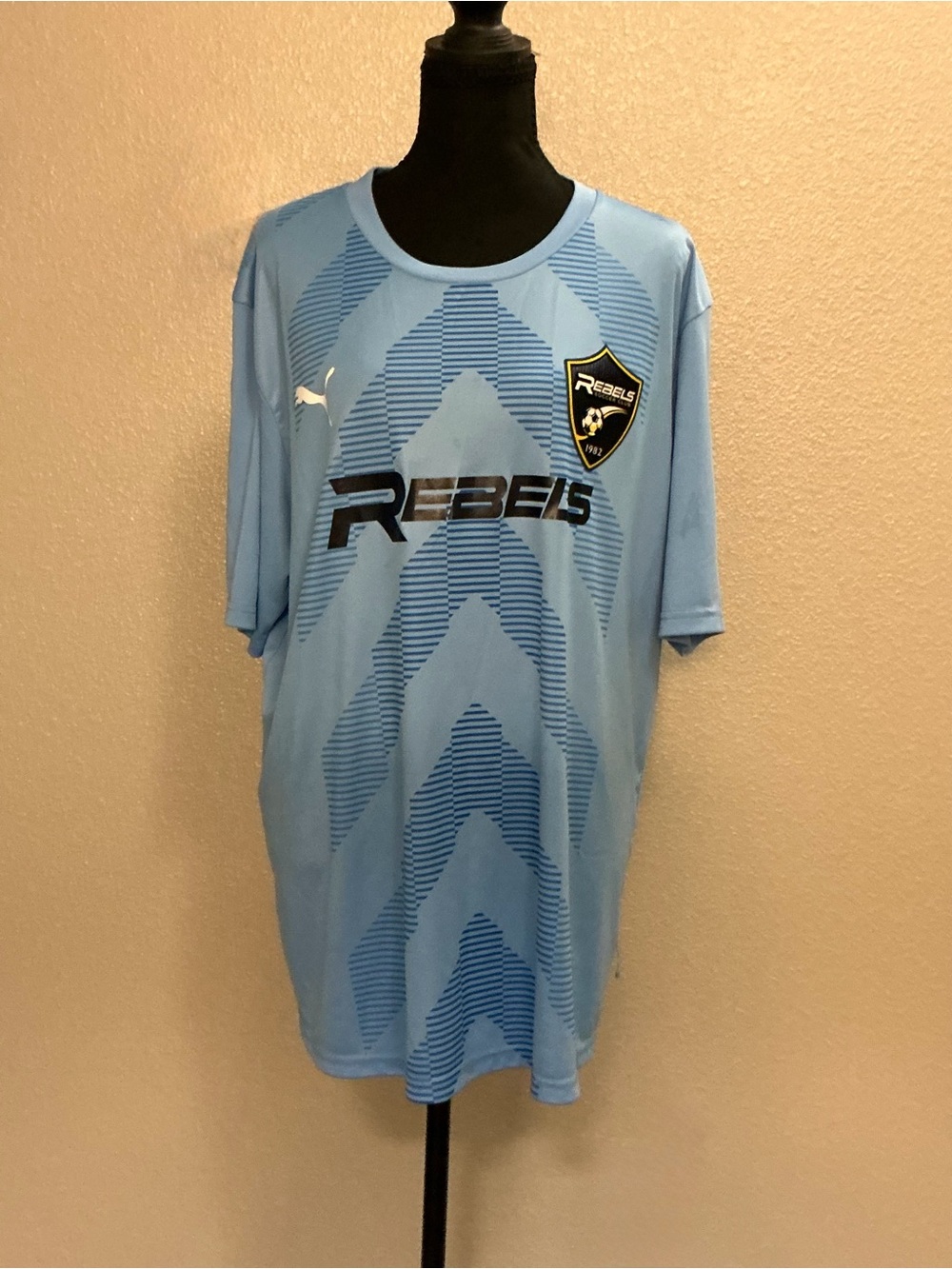 Puma Light Blue Rebels Men's Soccer Jersey with Chevron Graphic